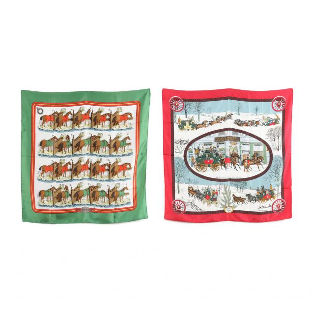 two-hermes-silk-scarves