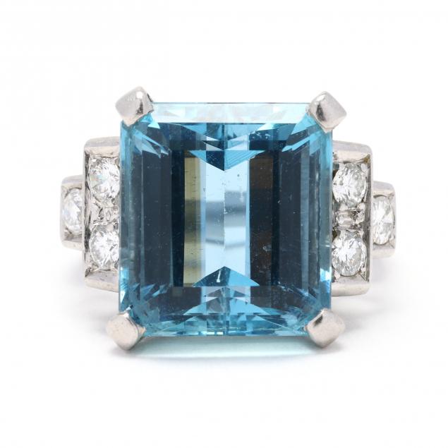Platinum, Aquamarine, and Diamond Ring (Lot 2206 - Luxury Accessories ...