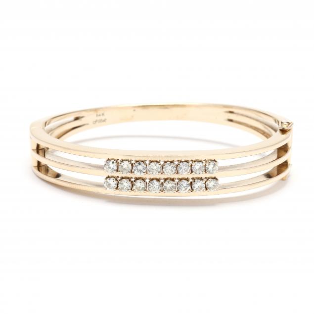 Gold and Diamond Bangle Bracelet (Lot 3079 - Fine Jewelry AuctionMar 14 ...