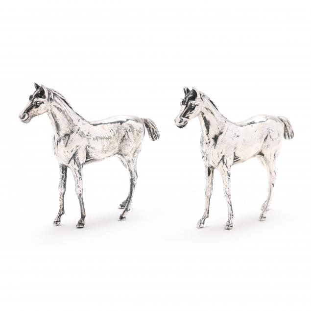 a-pair-of-sterling-silver-cast-models-of-horses