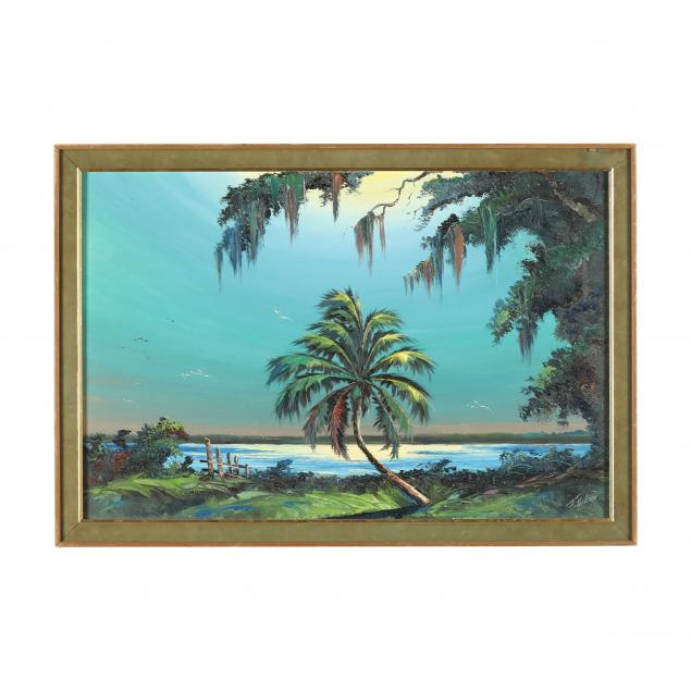 james-gibson-american-1938-2017-sunlit-palm-along-the-coastline