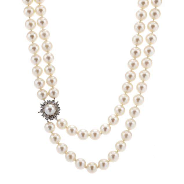 double-strand-pearl-necklace-with-white-gold-and-gem-set-clasp