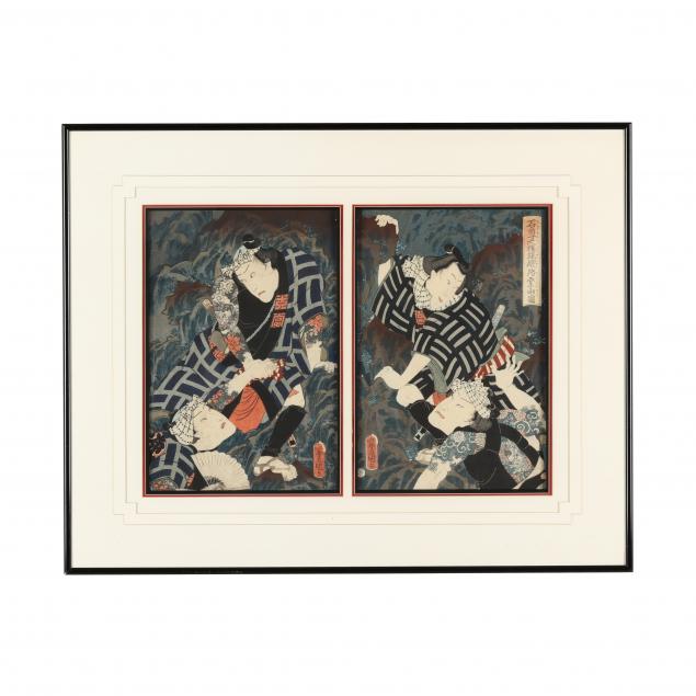 Utagawa Kunisada (Toyokuni III) (Japanese, 1786-1864), Two Woodblock ...