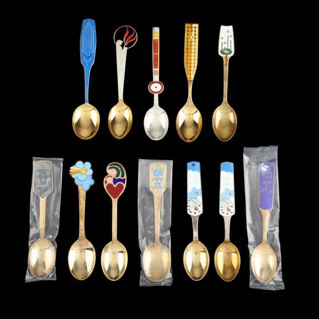 assortment-of-danish-silver-spoons-by-anton-michelson