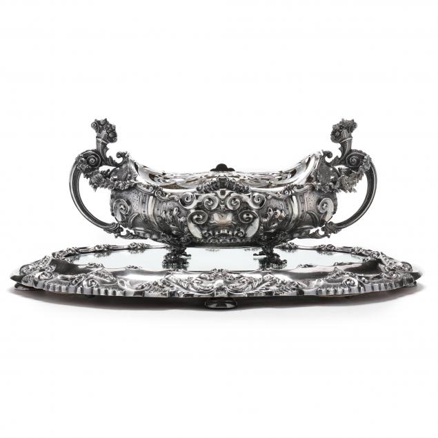 a-portuguese-silver-centerpiece-bowl-with-flower-frog-and-plateau