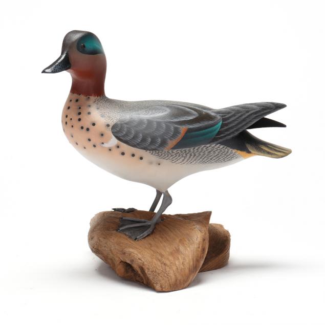 curtis-waterfield-va-1926-2017-green-winged-teal-mounted-on-driftwood