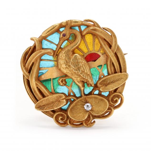 art-nouveau-plique-a-jour-and-diamond-egret-motif-brooch-riker-brothers