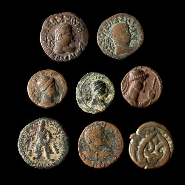 seven-ancient-indo-greek-bronzes-and-a-later-afghan-coin