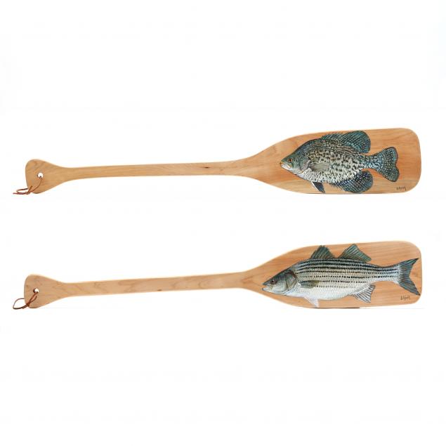 duane-raver-nc-1927-2022-white-bass-and-crappie-on-paddles-two-works