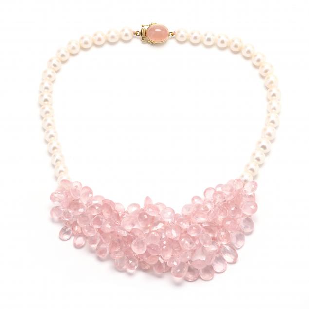 gold-pearl-and-rose-quartz-fringe-necklace