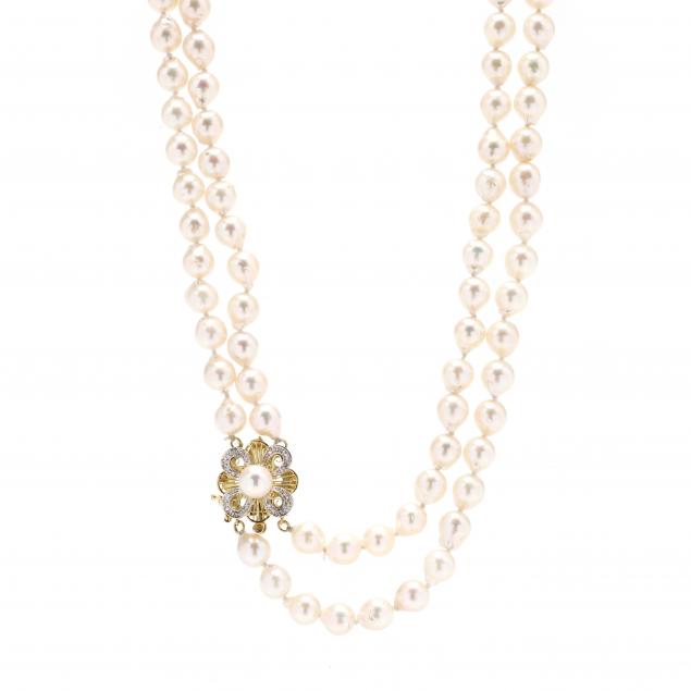 double-strand-pearl-necklace-with-gold-pearl-and-diamond-clasp