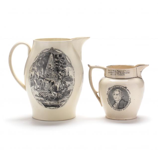 two-liverpool-creamware-pottery-pitchers