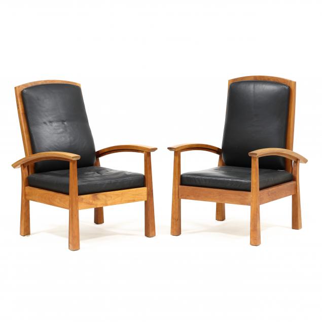 thomas-moser-pair-of-cherry-and-leather-morris-chairs