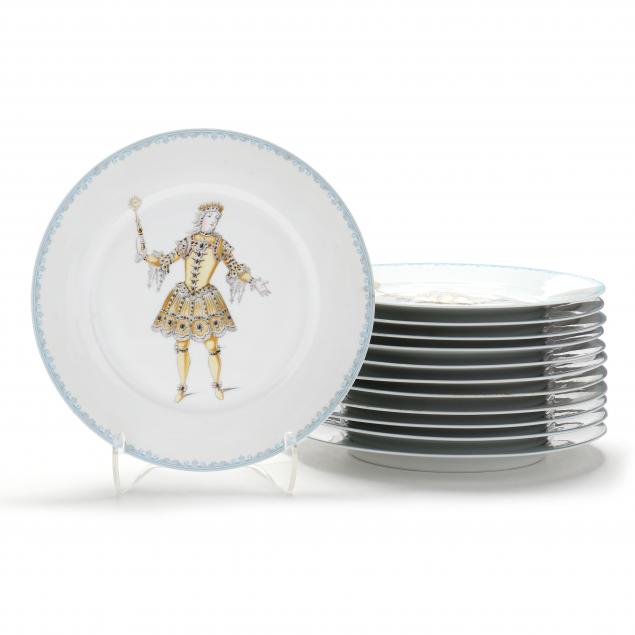 set-of-twelve-limoges-i-maquette-de-costume-de-berain-i-dinner-plates