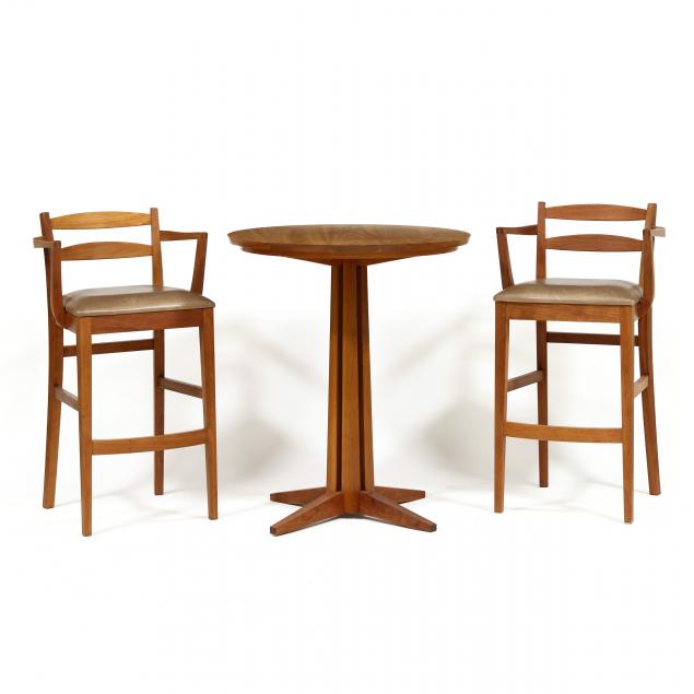 thomas-moser-cherry-high-top-table-and-two-chairs