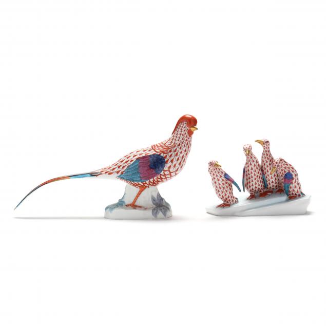 herend-porcelain-penguins-on-ice-and-pheasant