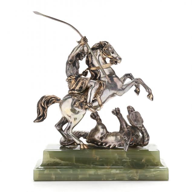 a-sterling-silver-mounted-group-of-st-george-slaying-the-dragon