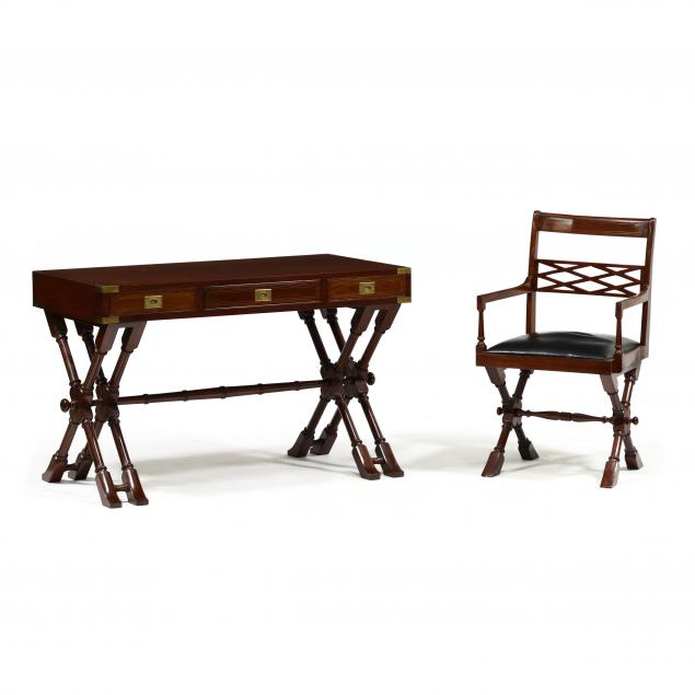 campaign-style-mahogany-desk-and-chair