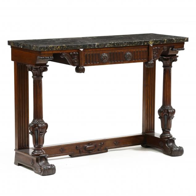 continental-renaissance-revival-marble-top-console-table