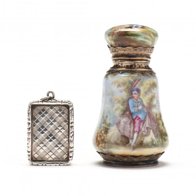 a-silver-mounted-scent-bottle-and-victorian-silver-vinaigrette