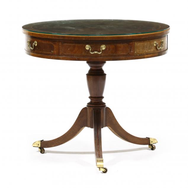 baker-georgian-style-inlaid-mahogany-drum-table