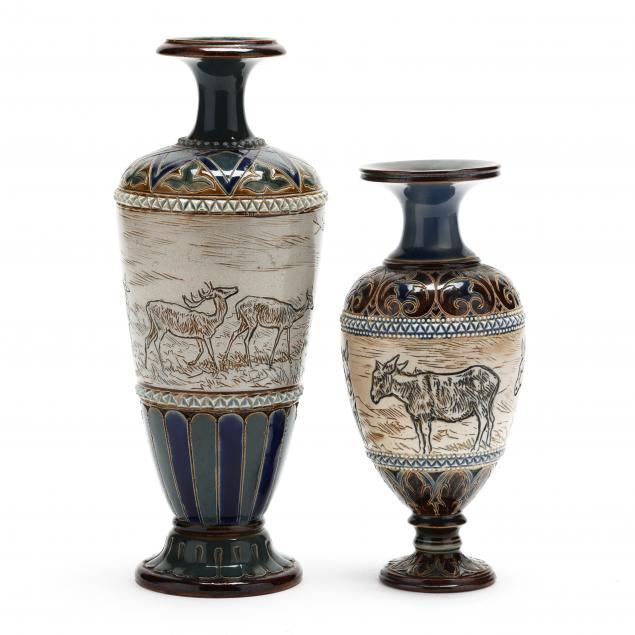 Hannah Barlow for Doulton Lambeth, Two Vases (Lot 3238 - May Estate ...