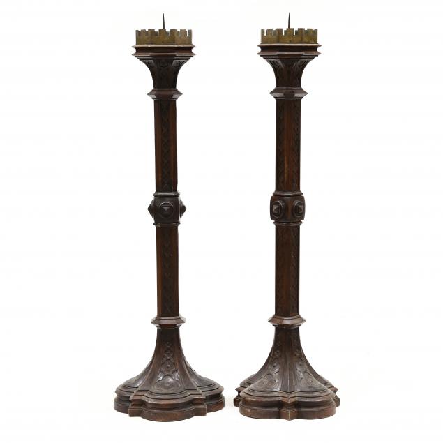 pair-of-gothic-revival-carved-walnut-large-pricket-sticks