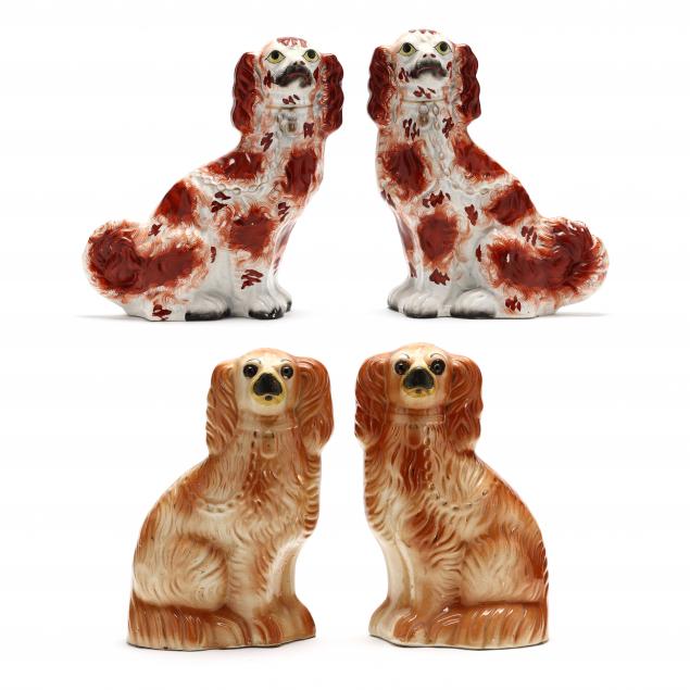 two-pair-of-staffordshire-spaniel-mantel-ornaments