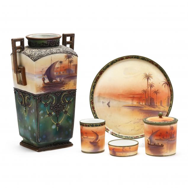 collection-of-morimura-nippon-porcelain-with-ship-decoration