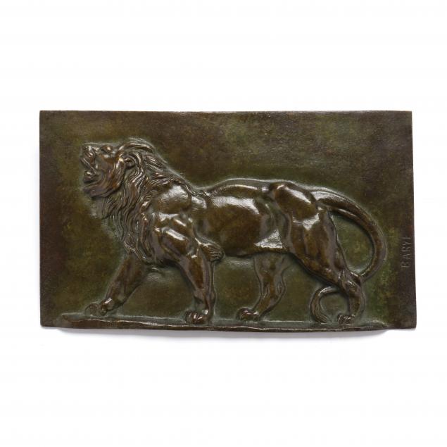 after-antoine-louis-barye-french-1796-1875-bronze-bas-relief-plaque-of-a-lion