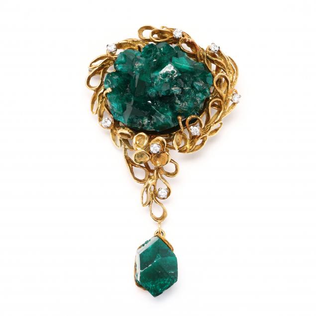 gold-dioptase-and-diamond-brooch