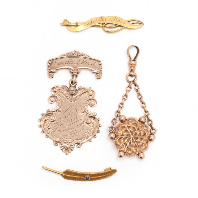 four-antique-gold-brooches