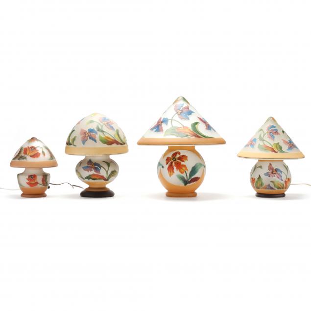 bellova-four-floral-art-glass-gnome-table-lamps