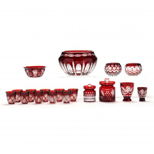 collection-of-ruby-and-clear-cut-crystal-tableware