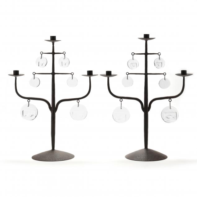 pair-of-modernist-iron-glass-three-light-candelabra