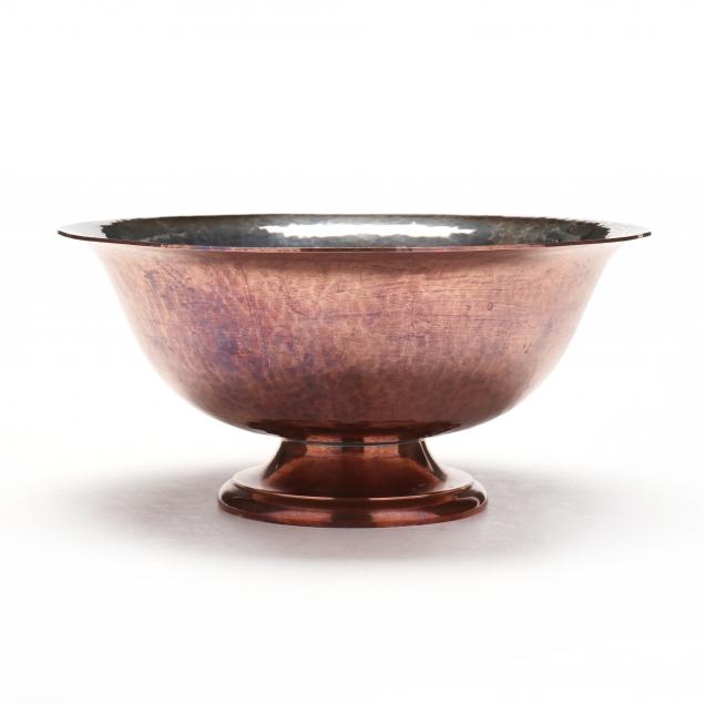 A Hand Wrought Silver Lined Copper Pedestal Bowl by George Gebelein ...