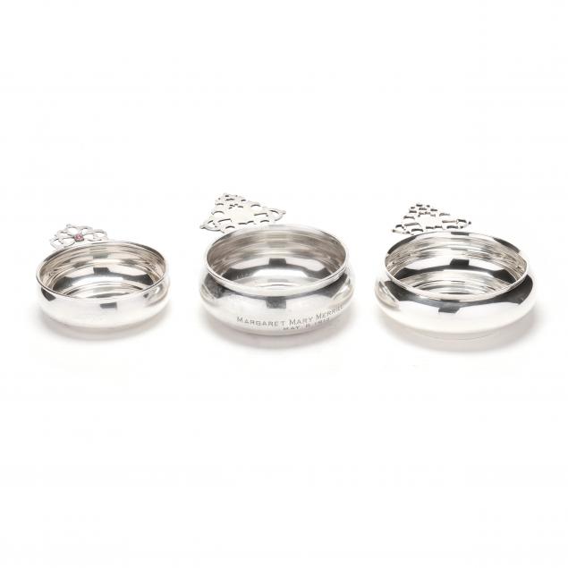 three-american-sterling-silver-porringers