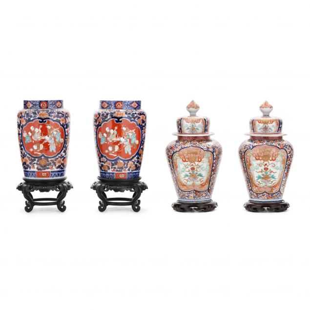 two-pairs-of-japanese-porcelain-imari-jars