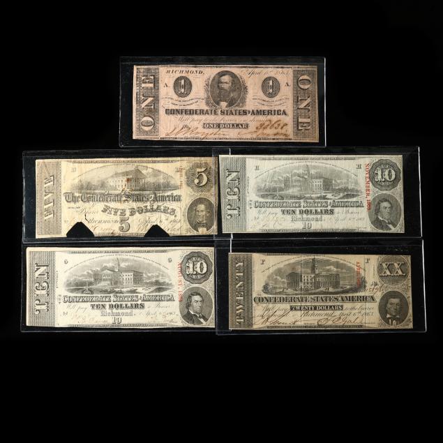 five-5-confederate-banknotes-dated-april-6-1863