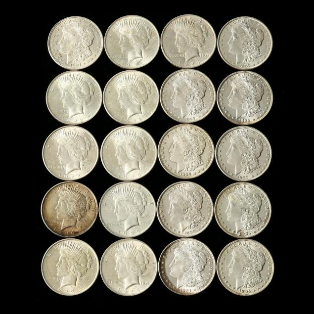 ten-uncirculated-morgan-silver-dollars-and-ten-uncirculated-peace-silver-dollars