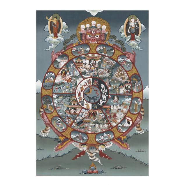 a-tibetan-thangka-painting-of-the-wheel-of-life