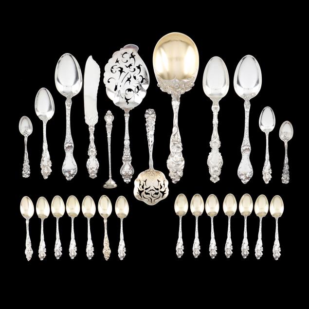 a-collection-of-art-nouveau-floral-sterling-silver-flatware-items