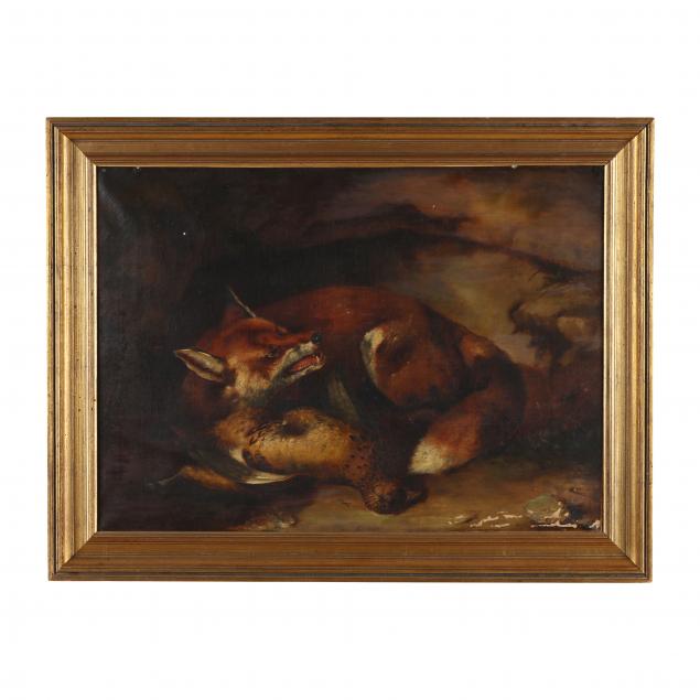 english-school-19th-century-a-fox-in-lair-protecting-its-prey