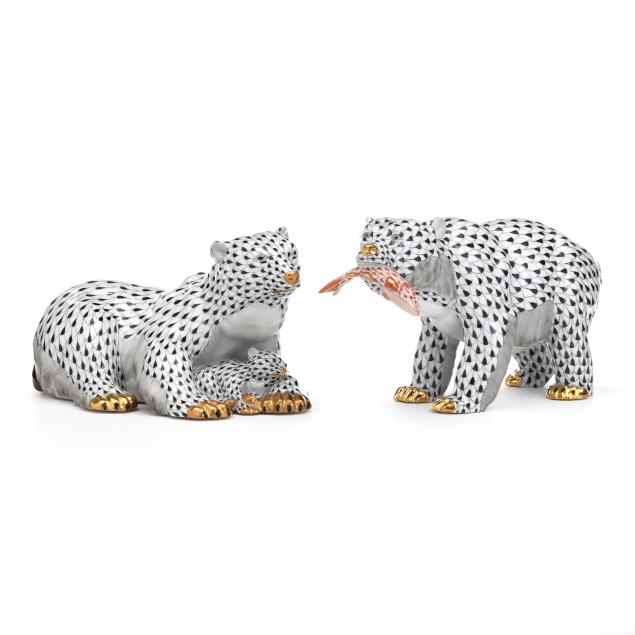 two-herend-porcelain-bear-figures