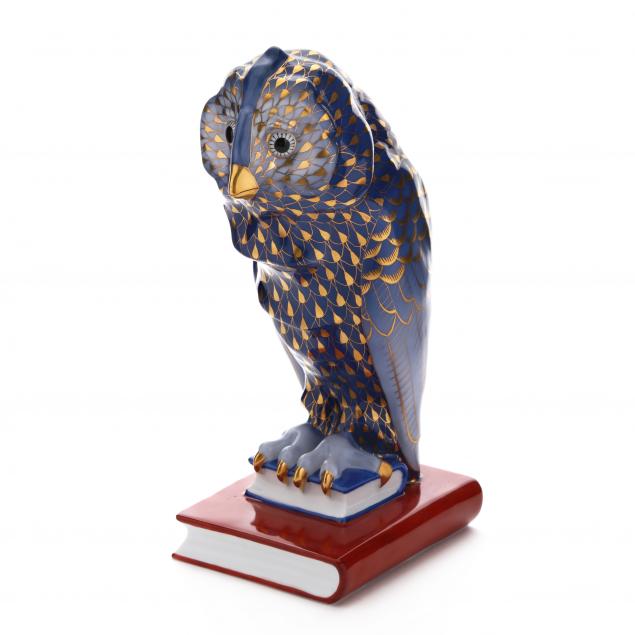 herend-special-fishnet-owl-porcelain-statue