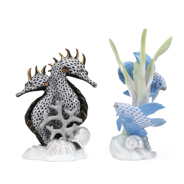 two-herend-sea-life-figurines