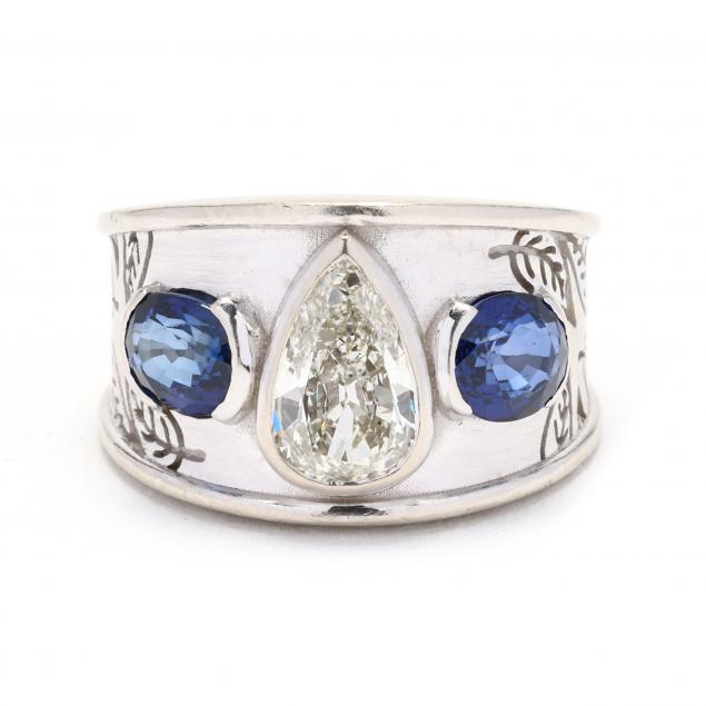 white-gold-diamond-and-sapphire-ring-brenda-cohen-designs