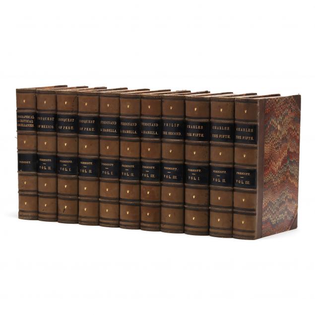 william-prescott-s-classic-historical-works-uniformly-leather-bound