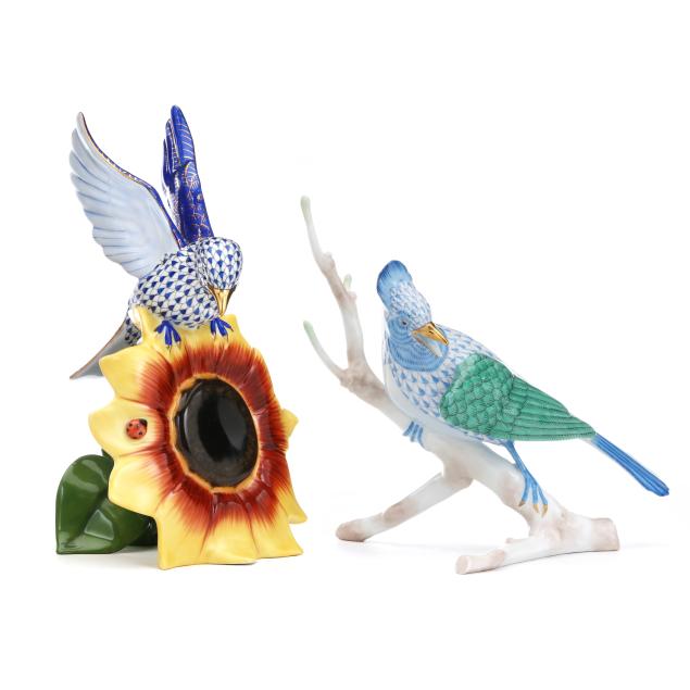 two-herend-bird-figurines