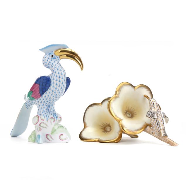 two-herend-bird-figurines